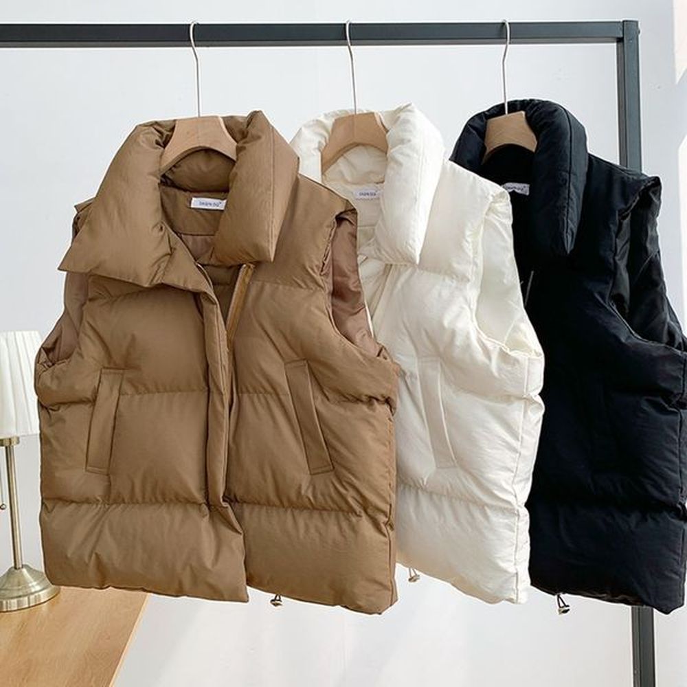 womens vests winter womens vest stand collar zipper sleeveless padded