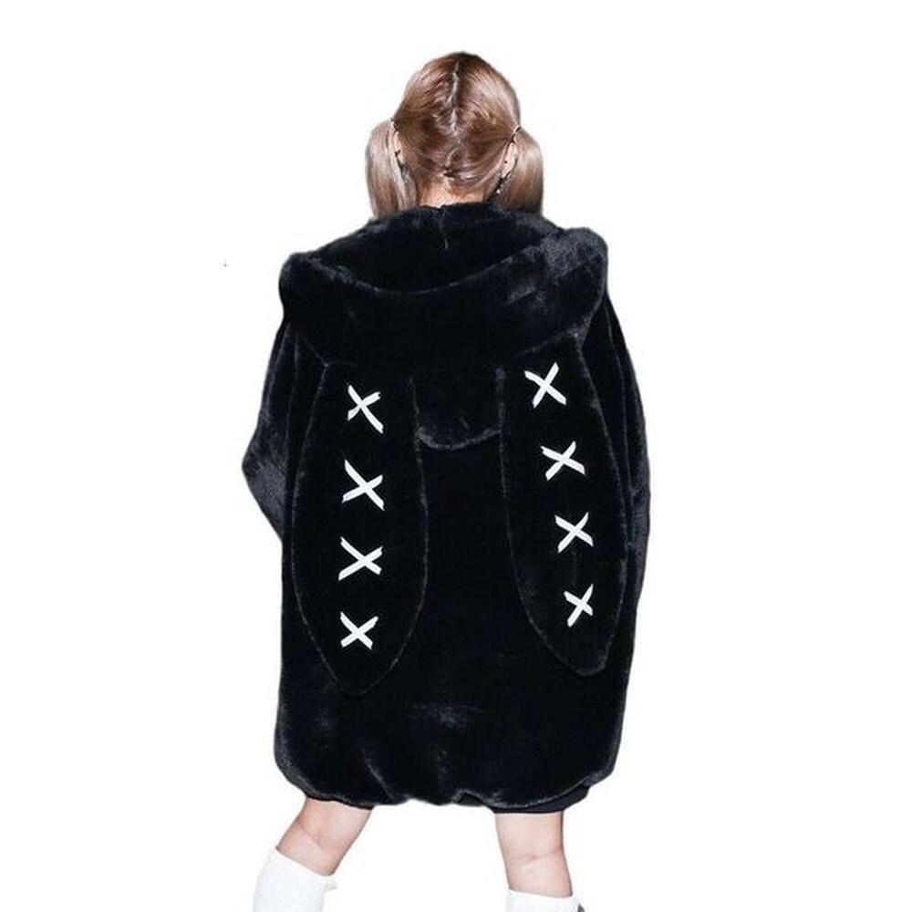 womens wear winter clothing womens jacket haruku rabbit ear black