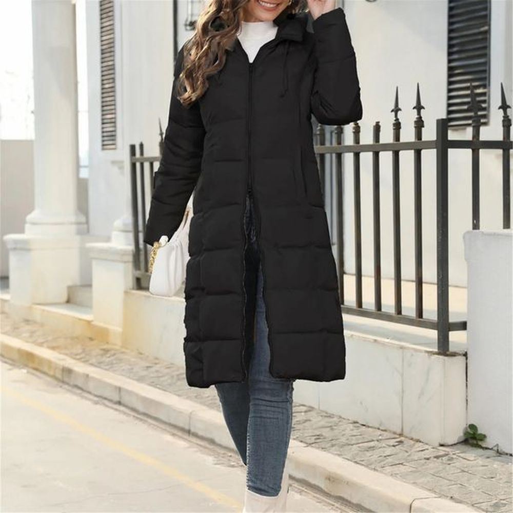 womens winter coat hooded mid length down jacket ultrathin suitable