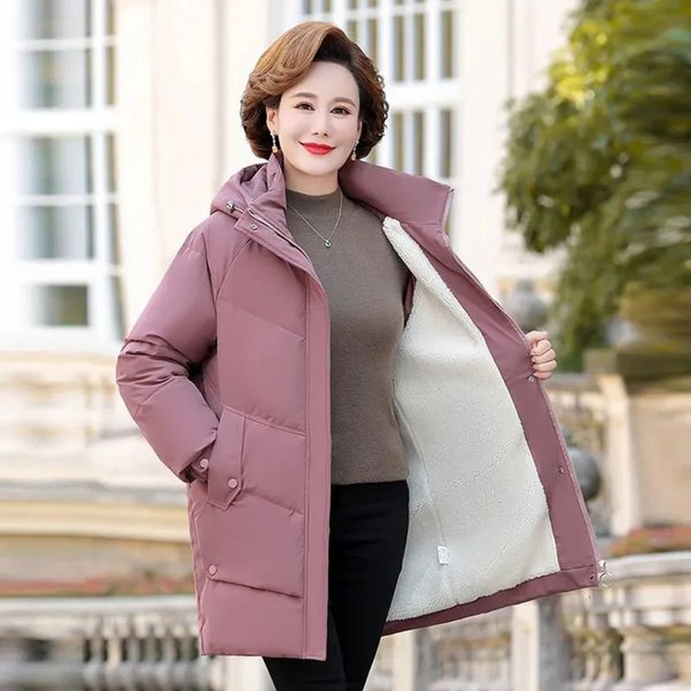 womens winter puffer cotton padded jacket hooded fleece thick parkas