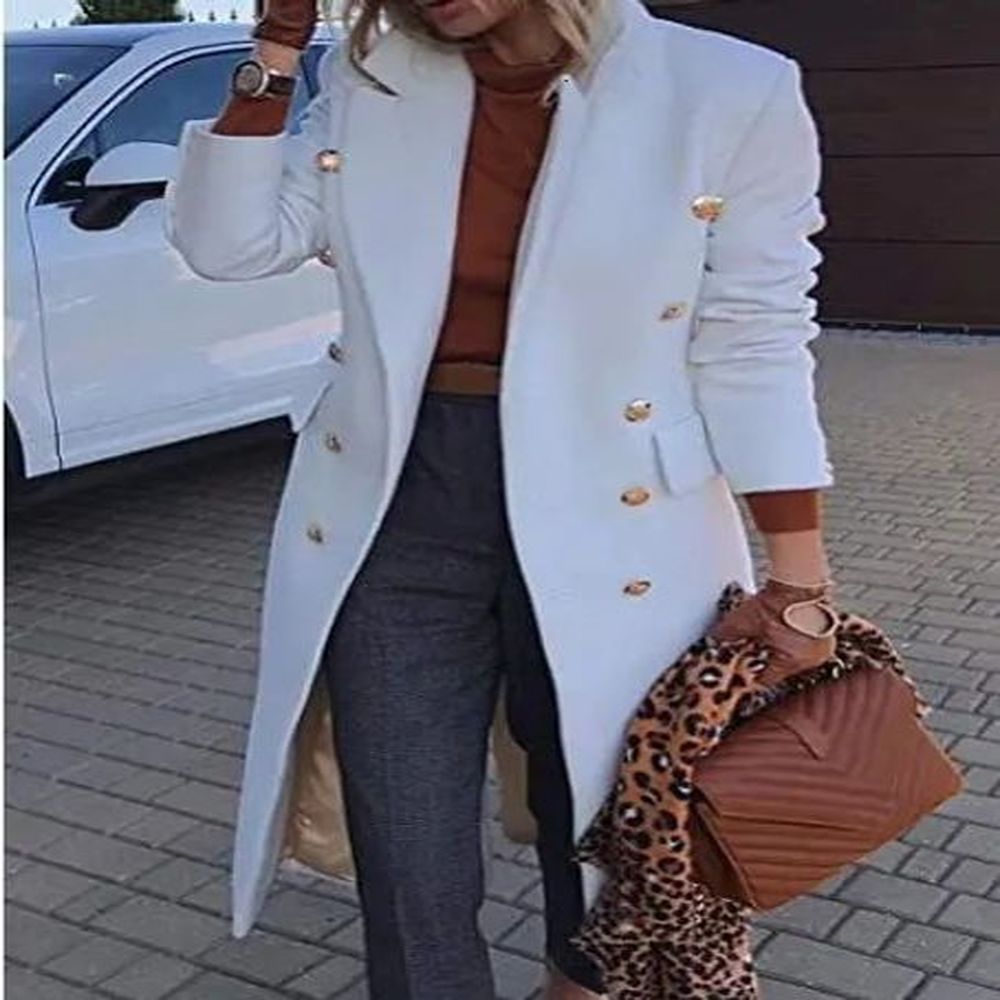 womens wool blends autumn and winter long woolen womens coat
