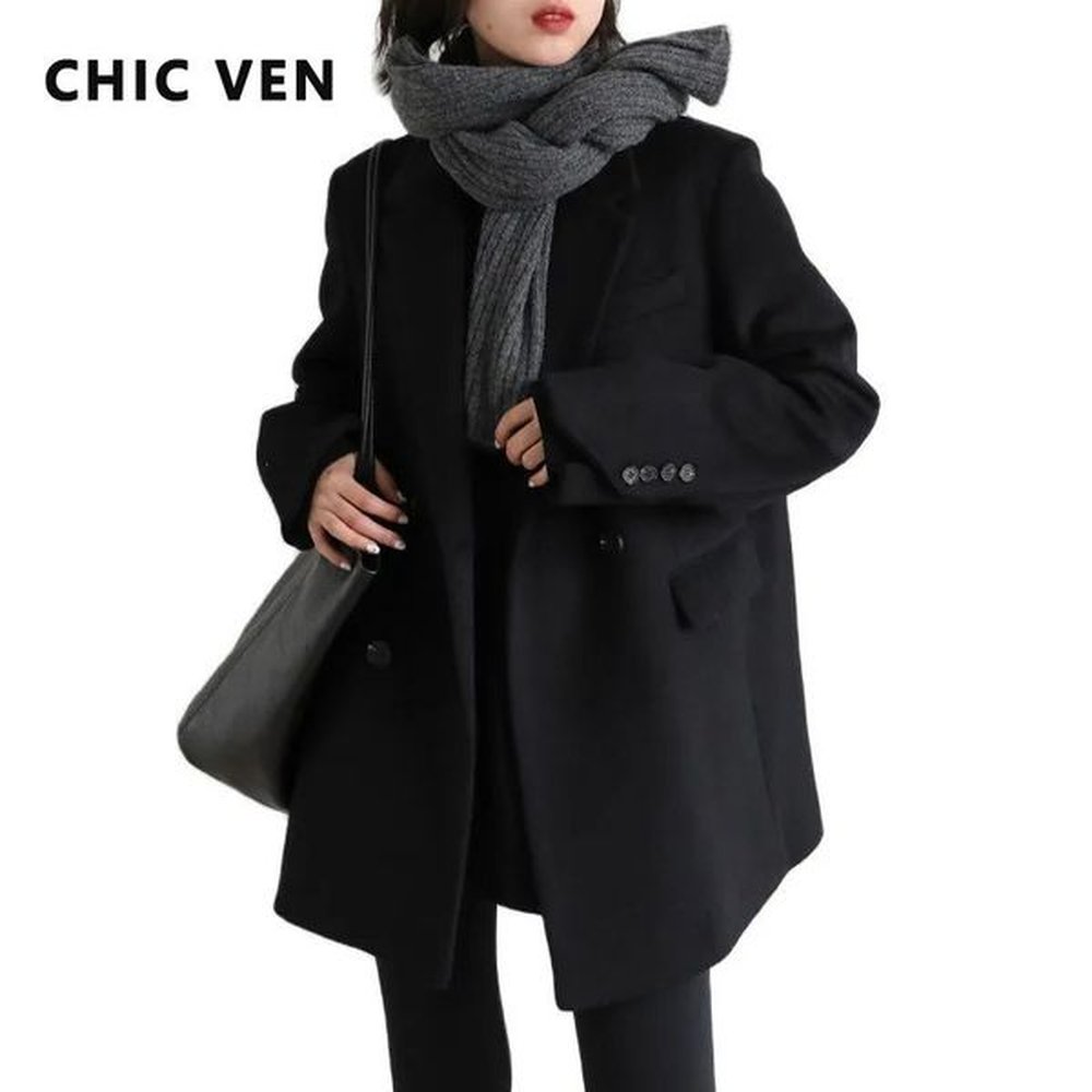 womens wool blends chic ven women blend coat solid mid