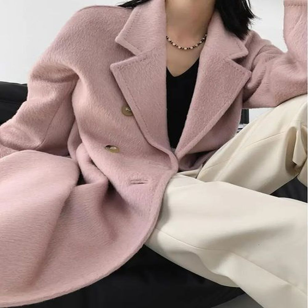 womens wool blends suli alpaca outerwaer autumnwinter korean style