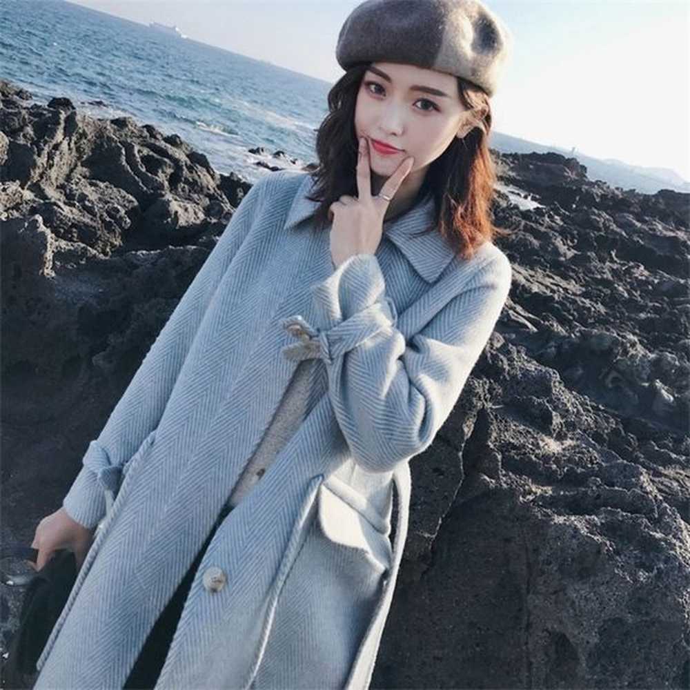 womens wool blends women woolen coat elegant turn down collar