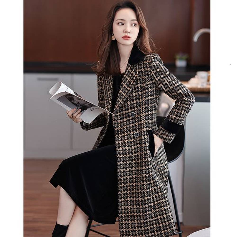 womens wool blends womens medium length woolen coat autumn korean