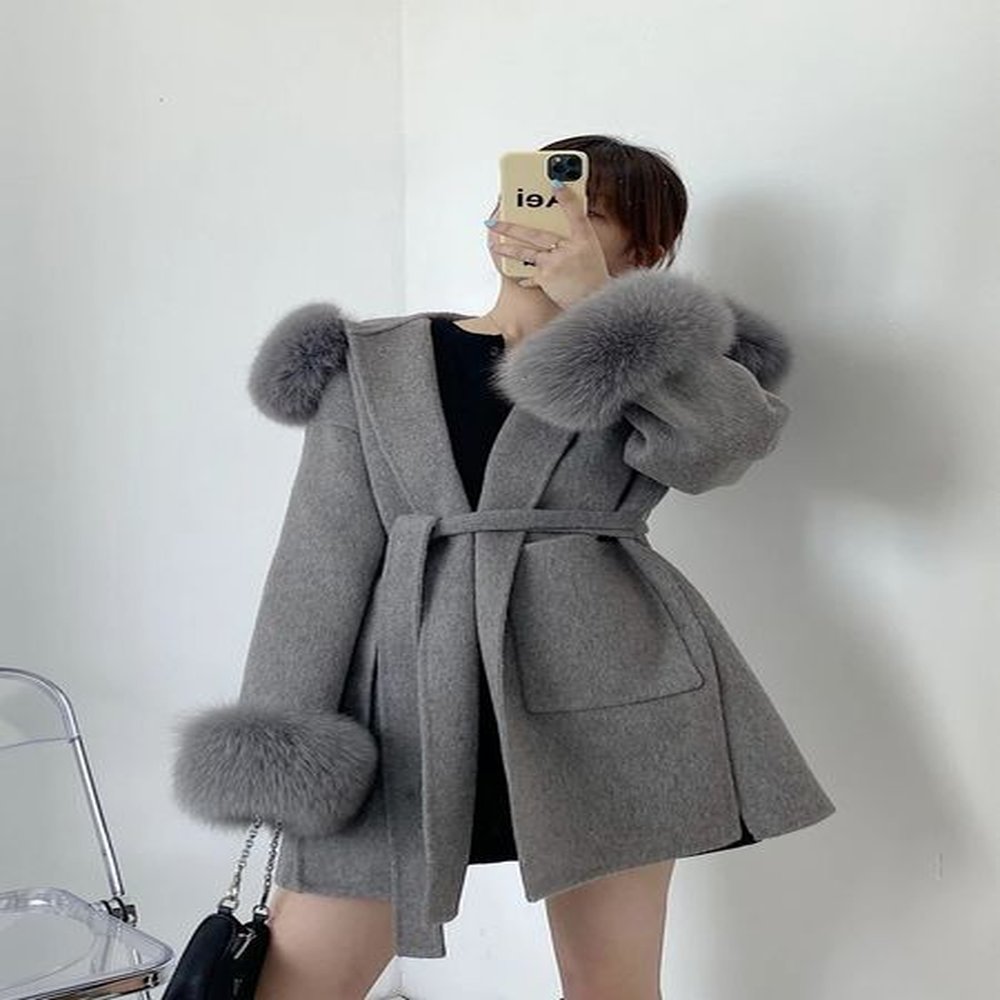 womens wool blends woolen coat oversize ladies outerwear winter