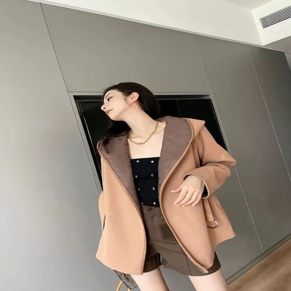 womens wool coat designer jackets windbreaker fashion hooded cloak letters