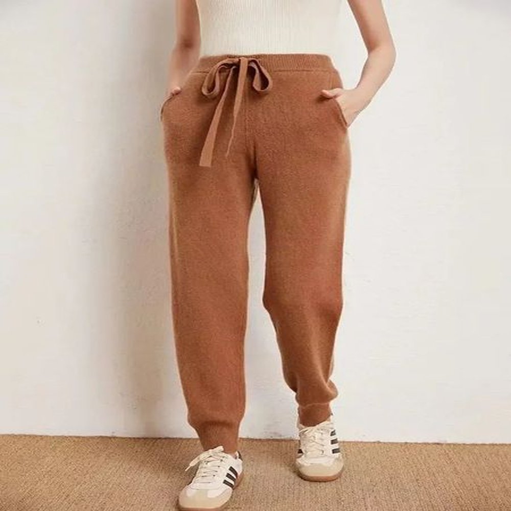 womens wool knitted trousers casual sports sweatpants korean version