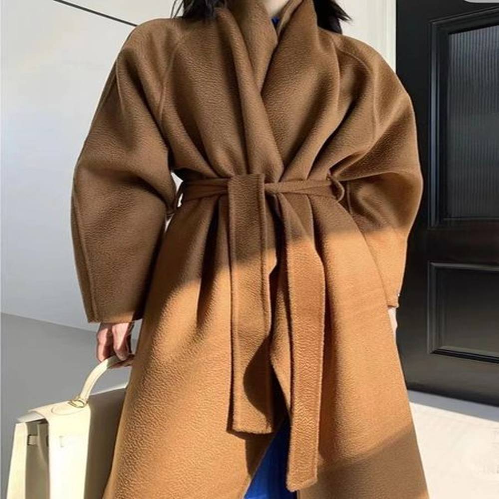 womens wool large lapel classic water ripple coats jackets women