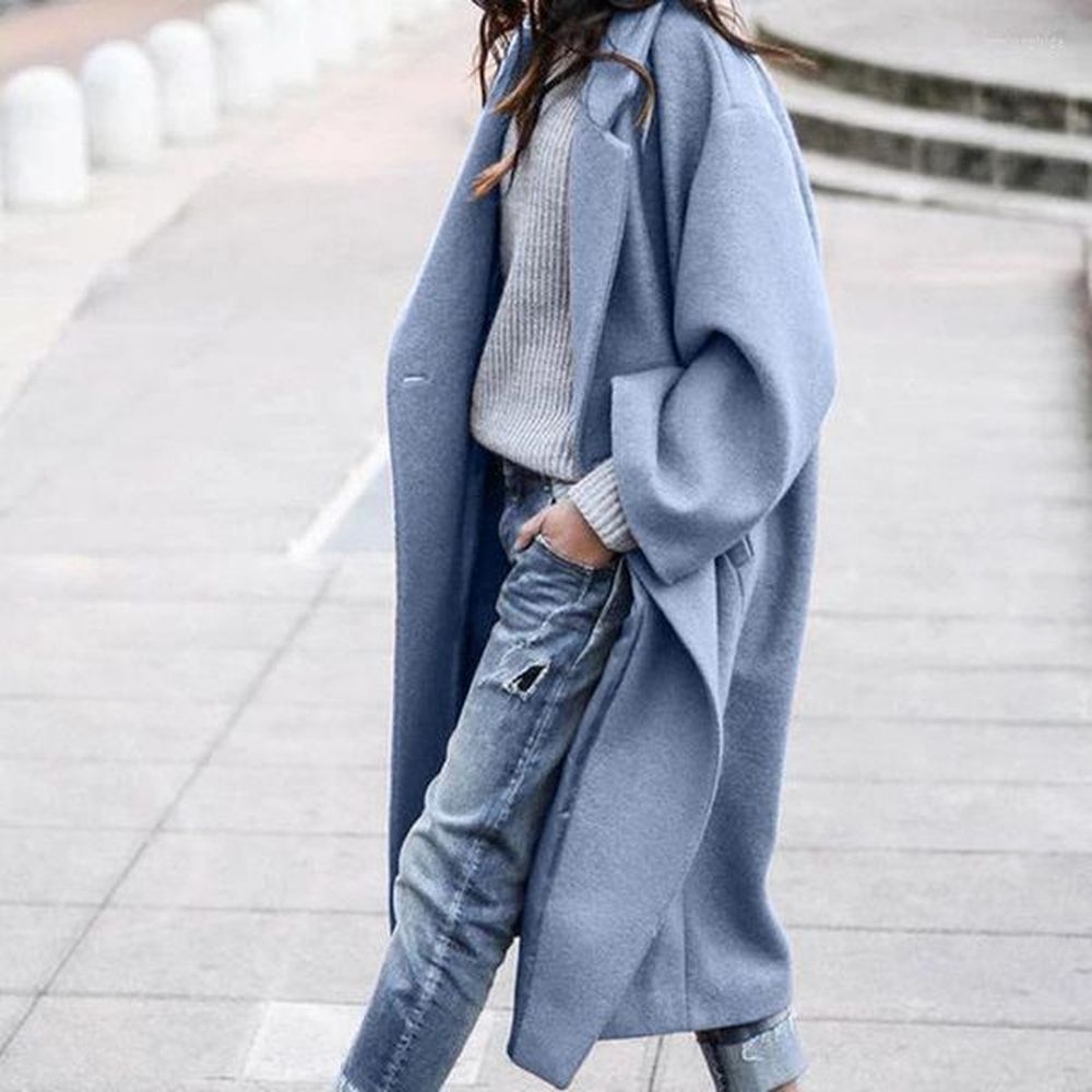 womens wool loose long coat women oversize casual solid warm