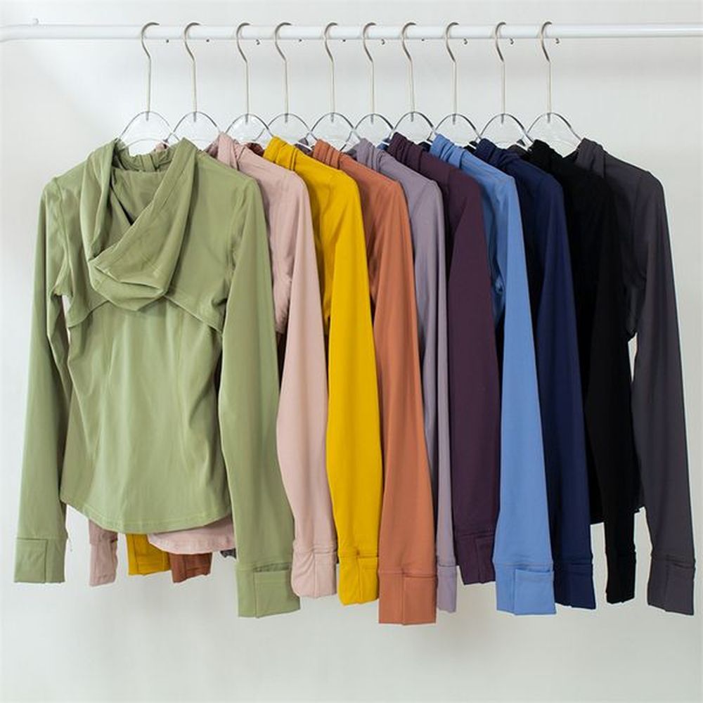womens yoga hooded jacket outfit solid color nude sports shaping