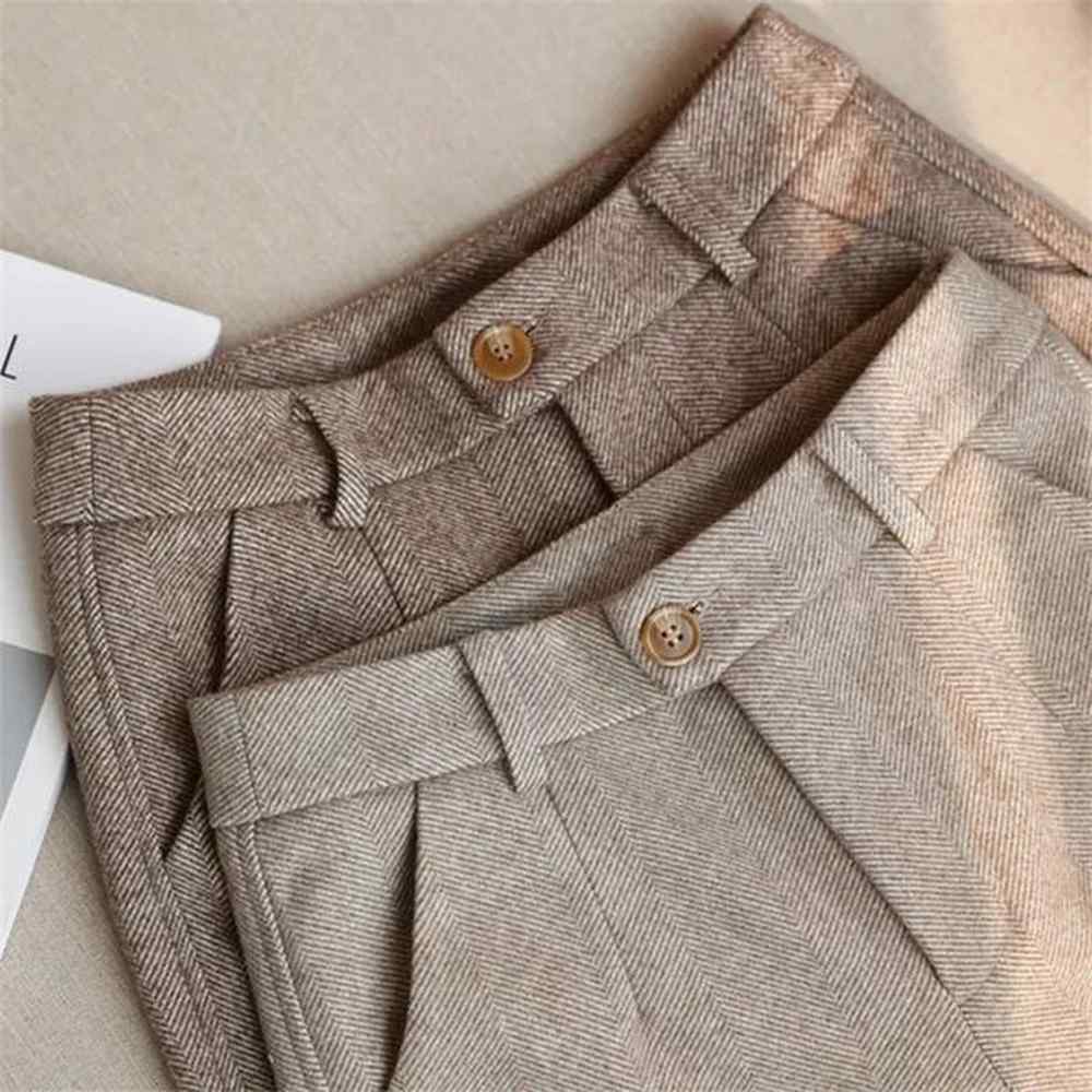 woolen pants harem pencil autumn winter high waisted casual