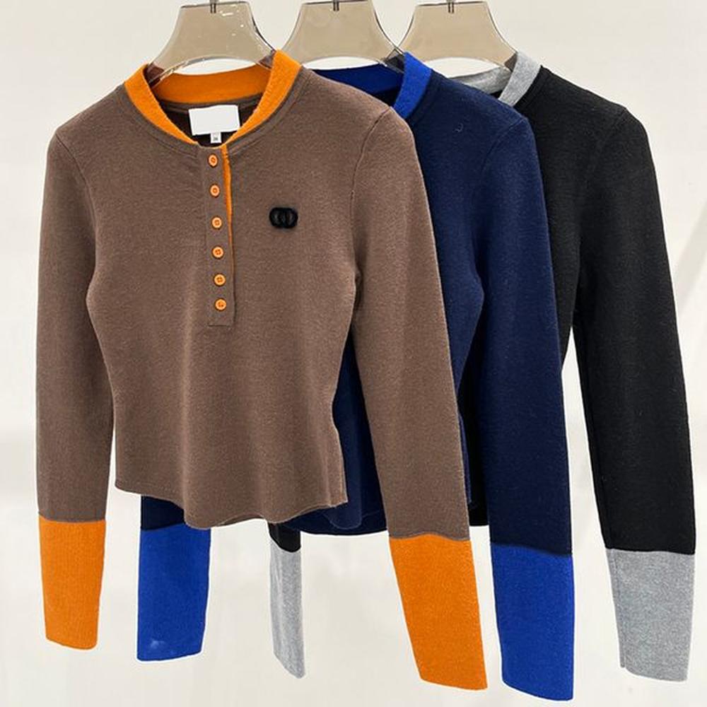 woolen women sweater warm contrast color bottom sweaters jacquard letter