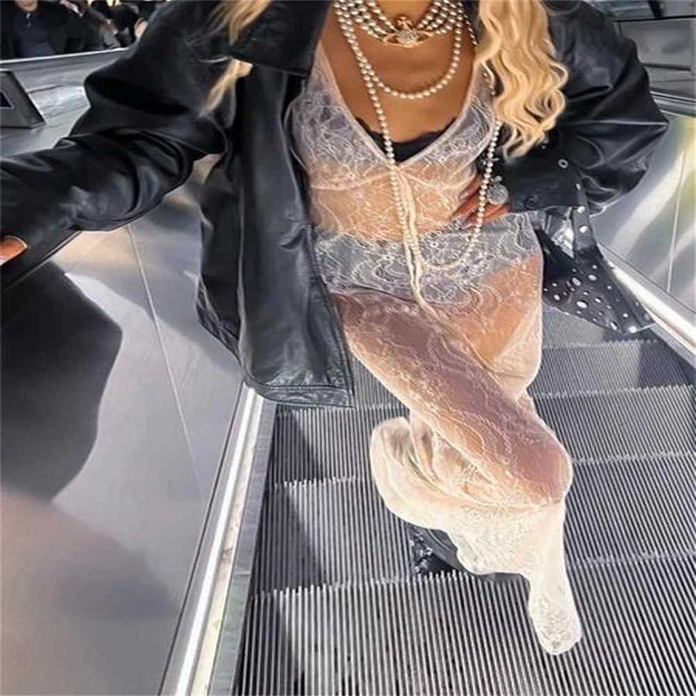 wsevypo seethrough lace floral sheer tank dress summer womens sveless