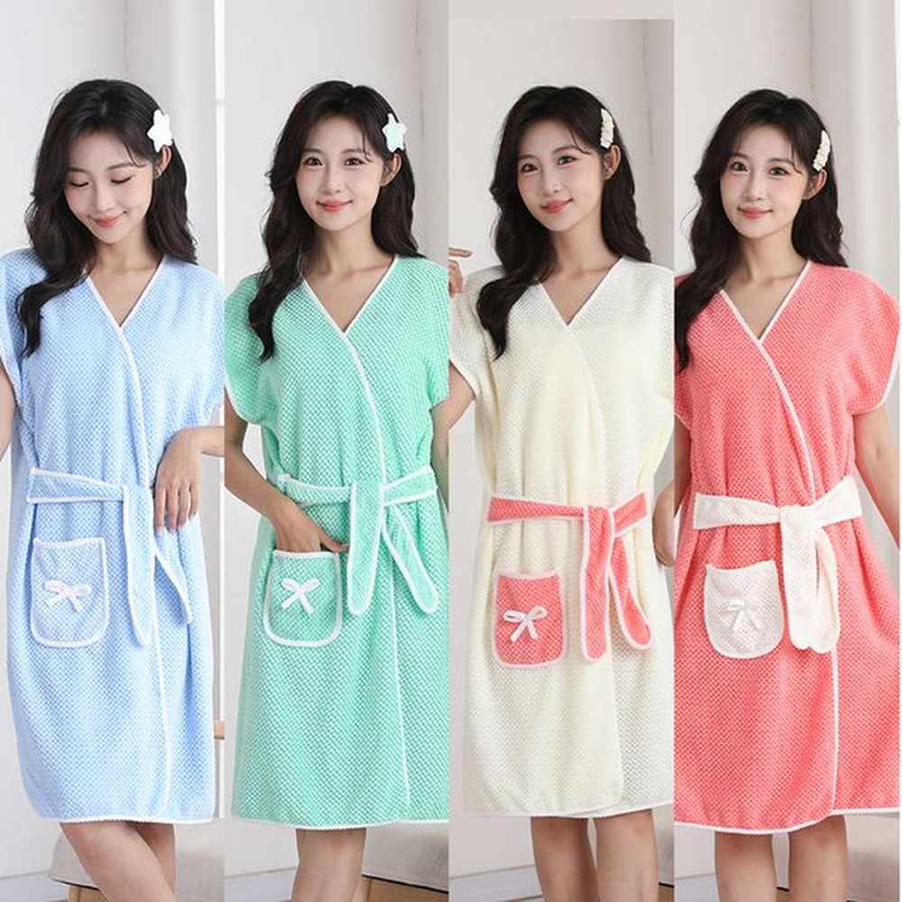 xcoral fleece absorbent ladies fashionable wearable bathrobe comfortable household bath