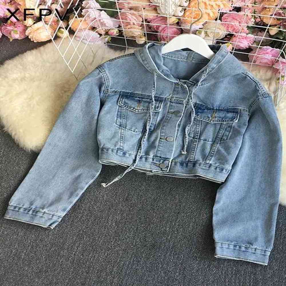 xfpv new autumn vintage casual solid color hooded drawstring