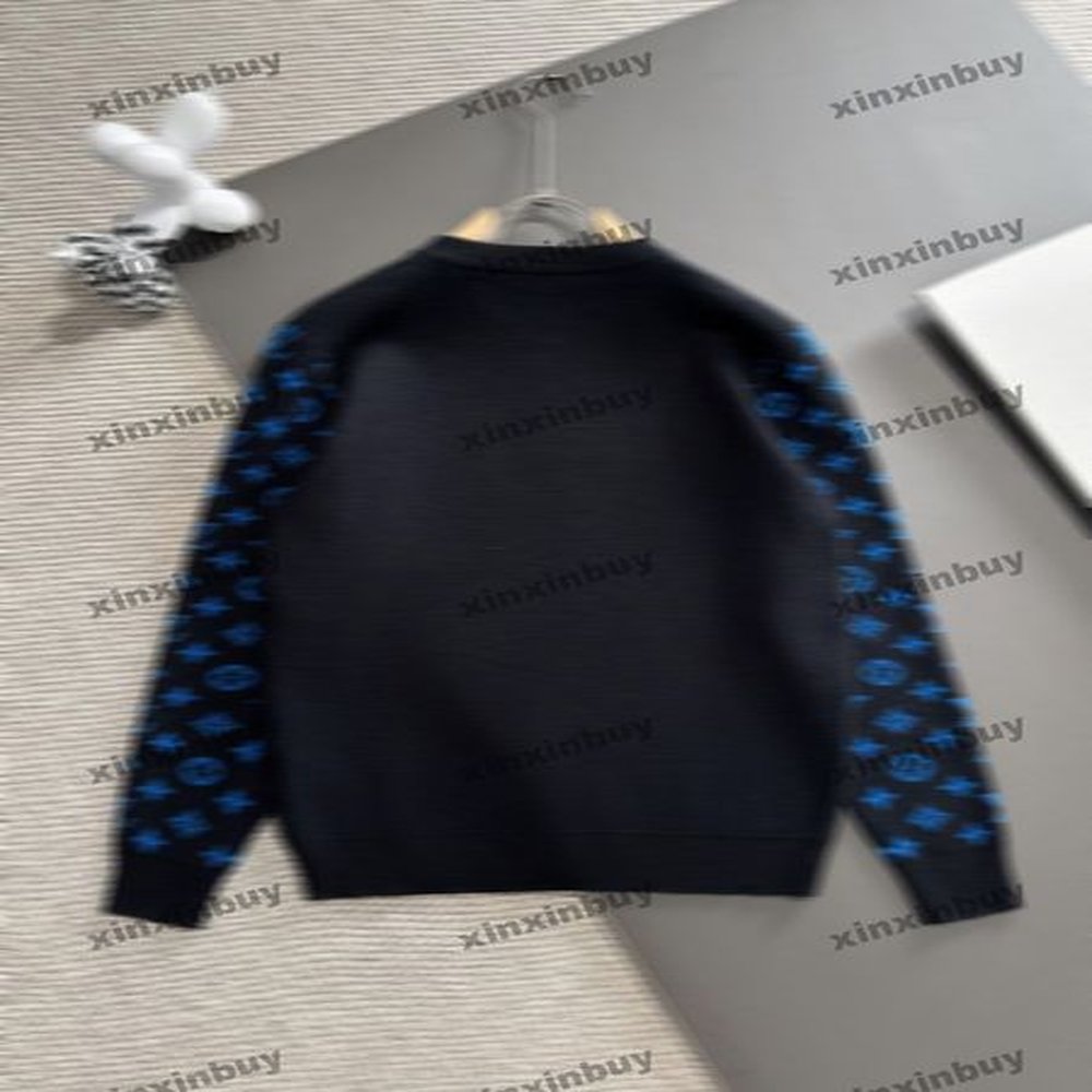 xinxinbuy Designer Sweaters Men Women letter Jacquard Long Sleeve cotton Man Paris Fashion Tee Top Quality Street long Sleeve black gray BLU