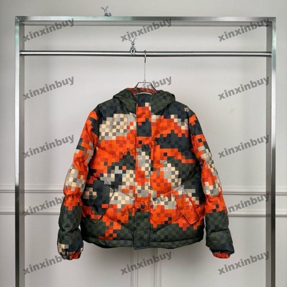 xinxinbuy Men designer Coat Checkerboard cotton Jacket camouflage long sleeves women gray Black khaki green red M-5XL