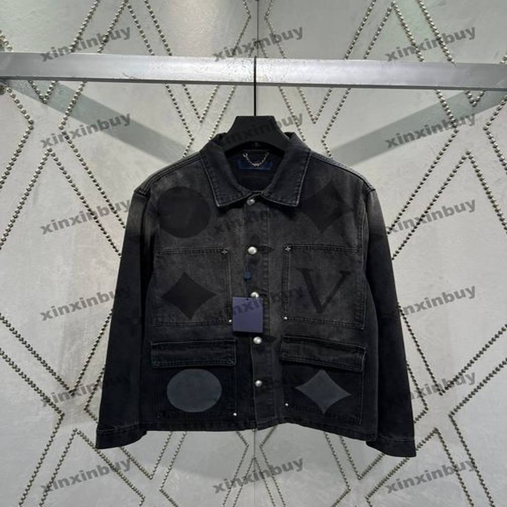 xinxinbuy Men designer Coat Jacket big letter pattern denim fabric long sleeves women gray Black khaki green red S-XL