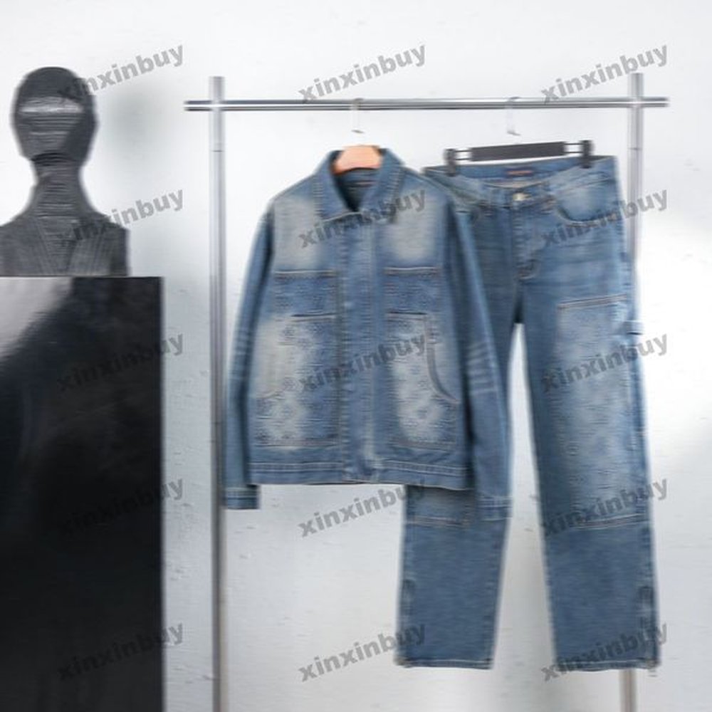 xinxinbuy Men designer Coat Jacket Relief emboss pattern jacquard fabric splicing letter sets Denim long sleeve women red green blue M-2XL