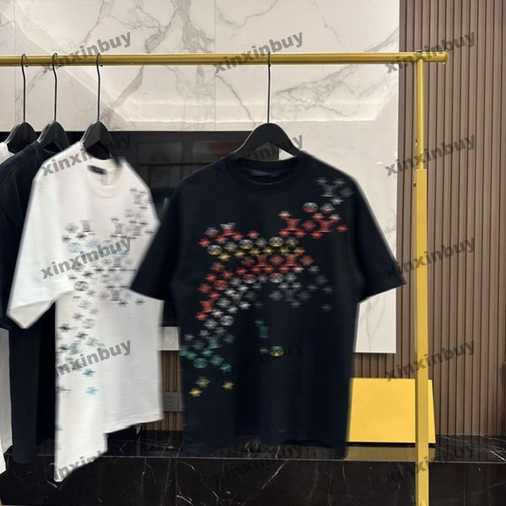 xinxinbuy 2024 Men designer Tee t shirt Gradient letter printing 1854 women cotton black white yellow red S-2XL