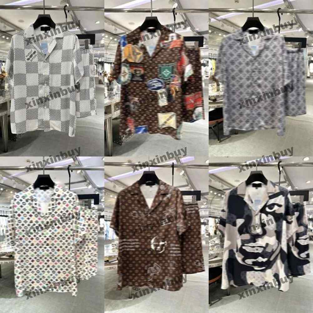 xinxinbuy Men designer Tee t shirt 2024 Italy jacquard letter jacquard pattern silk sets short sleeve women Gray black khaki blue white S-XL