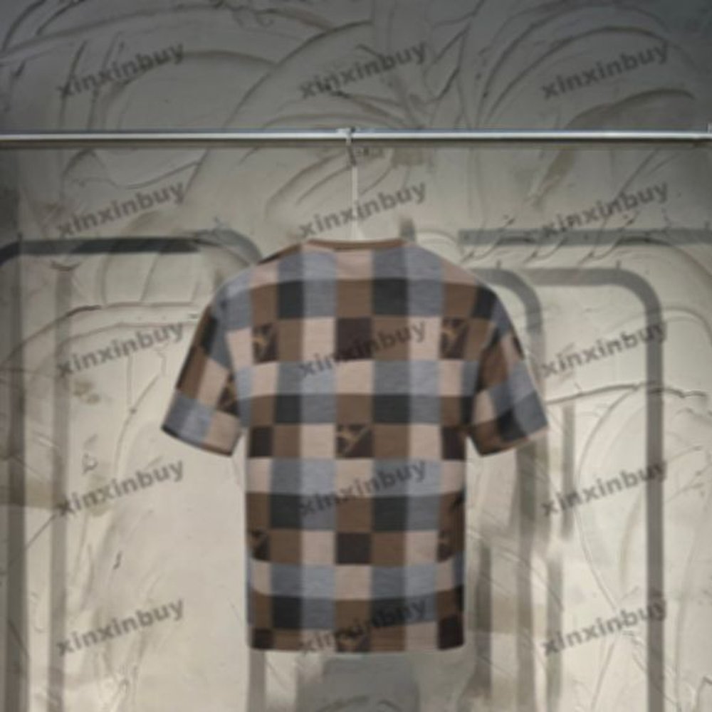 xinxinbuy Men designer Tee t shirt 25ss grid Knitted Letter embroidery short sleeve cotton women white green S-XL