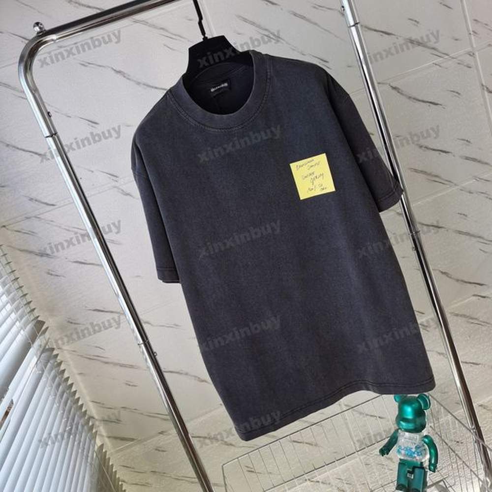 xinxinbuy Men designer Tee t shirt 23ss Paris sticky note short sleeve cotton women Black White blue gray khaki XS-3XL