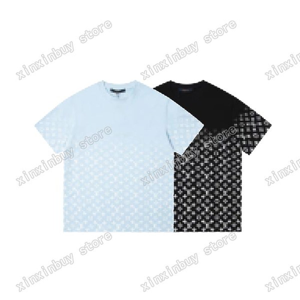 xinxinbuy Men designer Tees Paris Gradient letter print short sleeve cotton women green black white XS-L