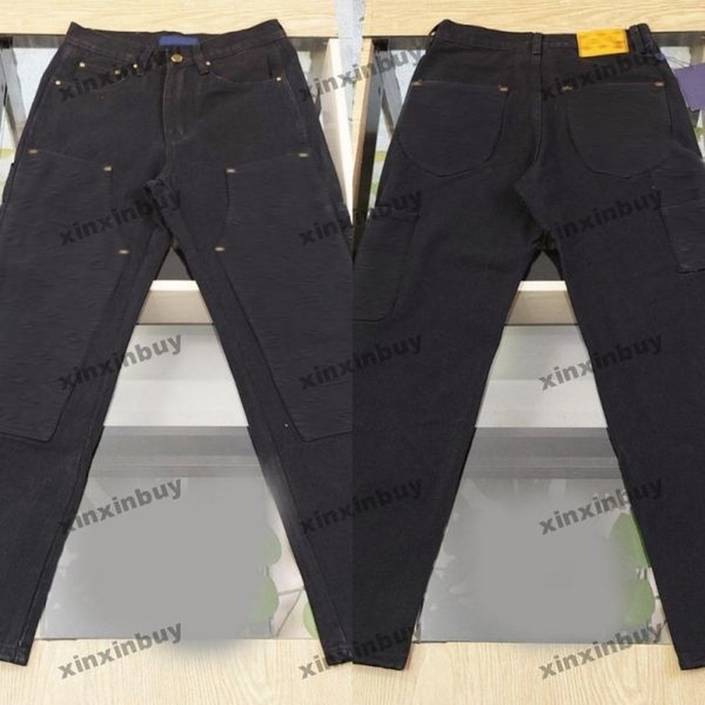 xinxinbuy Men women designer pant emboss letter embroidery denim Spring Casual pants Black blue green red white S-3XL