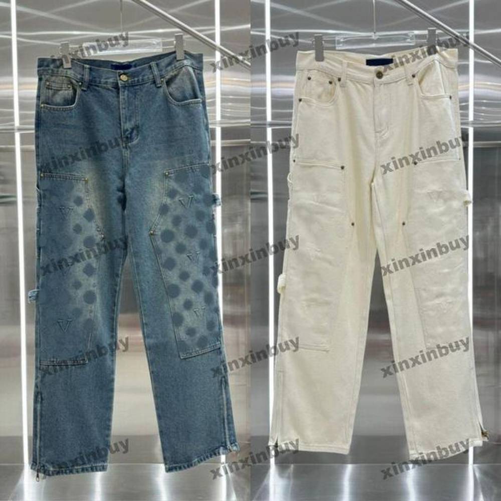 xinxinbuy Men women designer pant emboss Letter jacquard fabric denim Spring summer Casual pants Black blue green red Apricot M-2XL