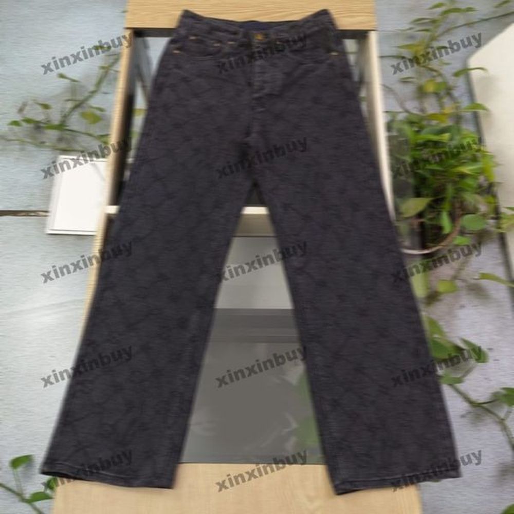 xinxinbuy Men women designer pant Fishnet letter embroidery denim Spring Casual pants Black blue green red white M-XL
