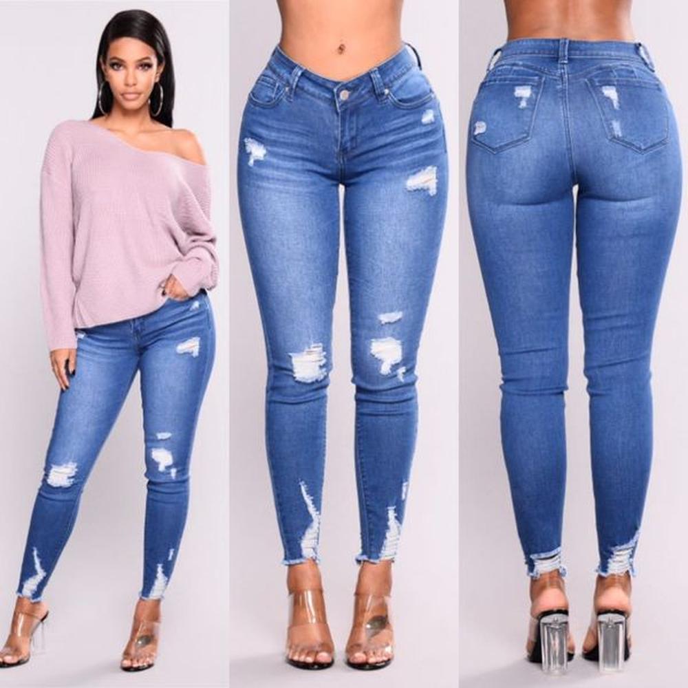 xl plus size light blue skinny ripped for female women