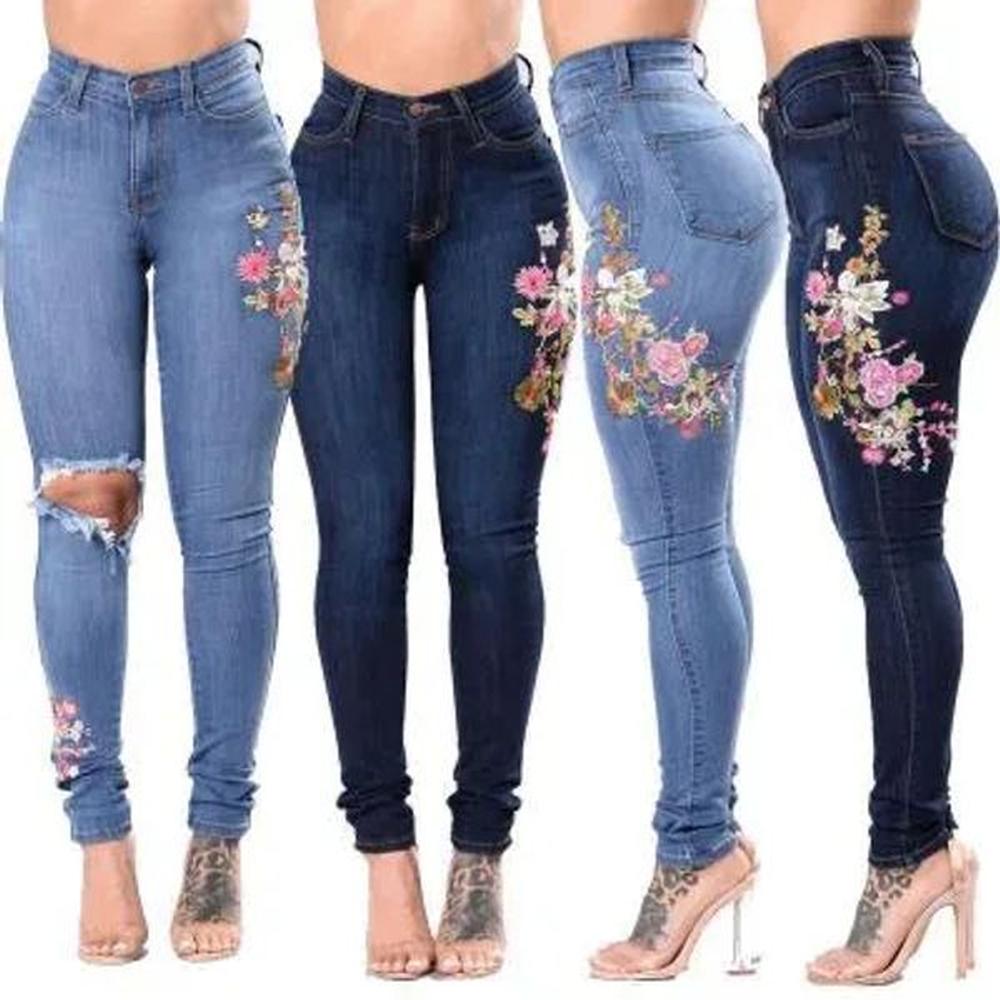 xl womens denim ral embroidery stretch jeans big yard light