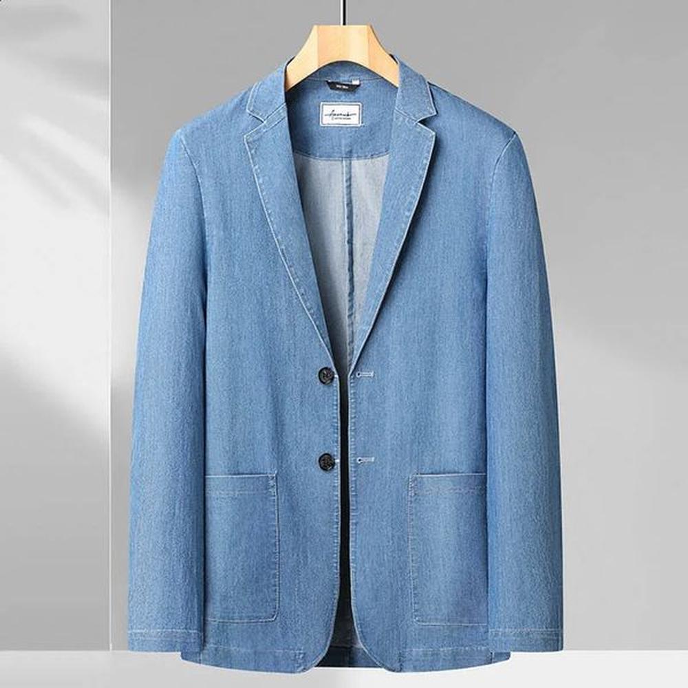 8XL7XL6XL plus size spring/summer mens thin cotton monochrome suit loose denim casual suit jacket oversized 241204