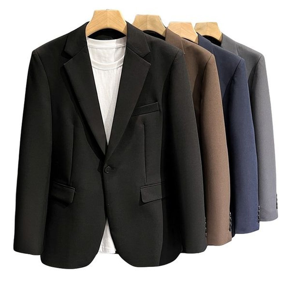 X121Stylish Men's Student Slim Fit Casual Suit - Long Sleeve Business Jacket for Young Professionals