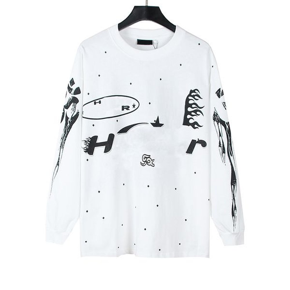 y designer mens letter graphic casual long sleeve round neck