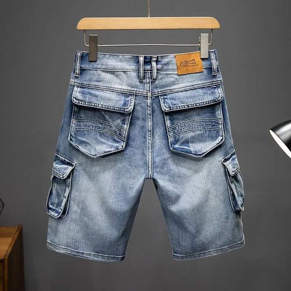 y Fashion Solid Denim Shorts Men Summer Casual Knee Length Jean with Multiple Pockets LooseFit Cowboy Short Pants 250121