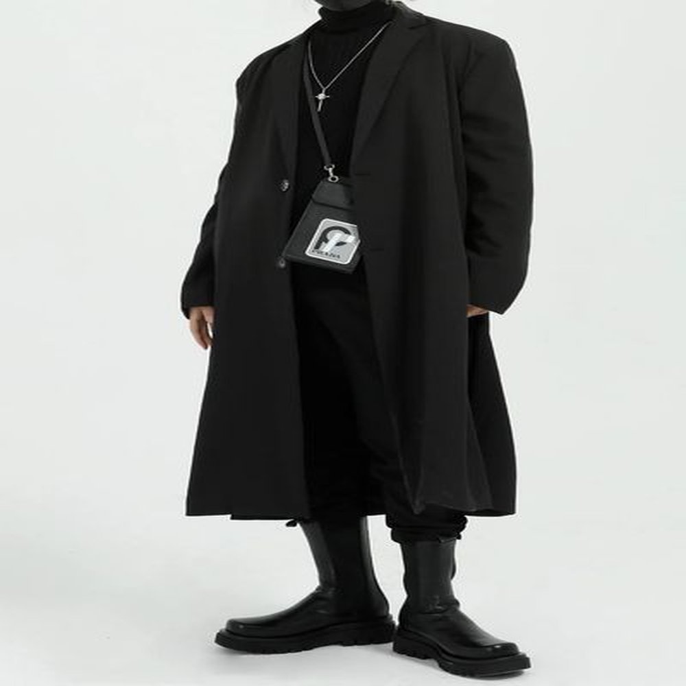 YamamotoStyle autumn and winter Japanese casual over the knee in long couples handsome trench coat men 250113