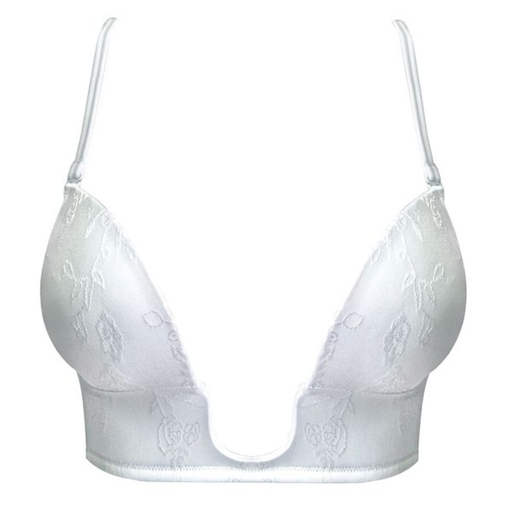 yandw white push up bra sexy plunge deep gather simple