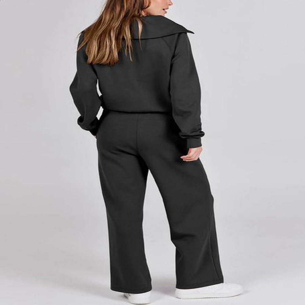 yassiglia women piece tracksuit set solid color half zip
