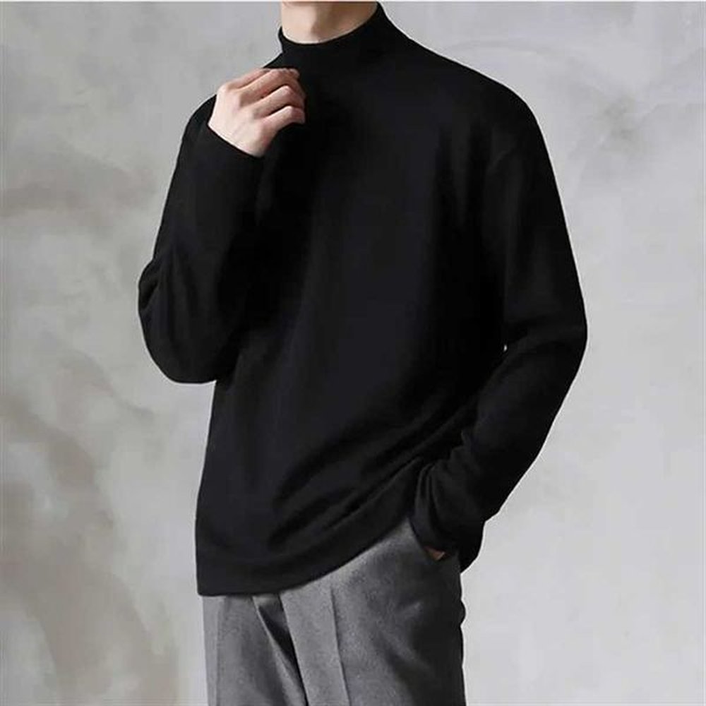 Yasuk Spring Autumn Winter Solid Casual Plush Turtleneck Mens Loose Bottom Double Faced Velvet Sweater Simple Warm BigSize LX241015