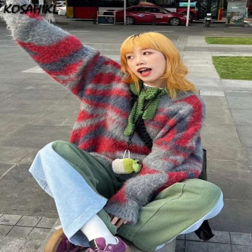 yk aesthetic harajuku vintage pullover womens autumn loose full match
