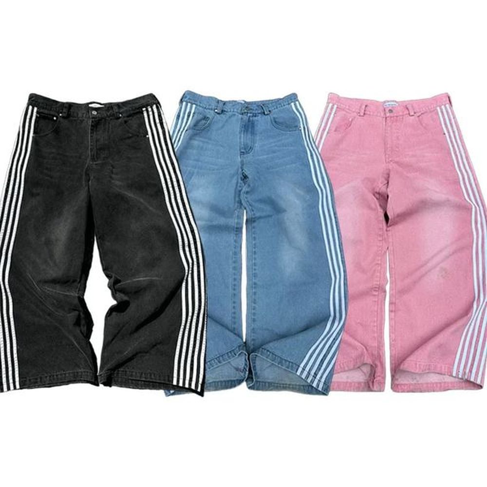 yk baggy jeans harajuku vintage striped embroidered high quality sweatpants