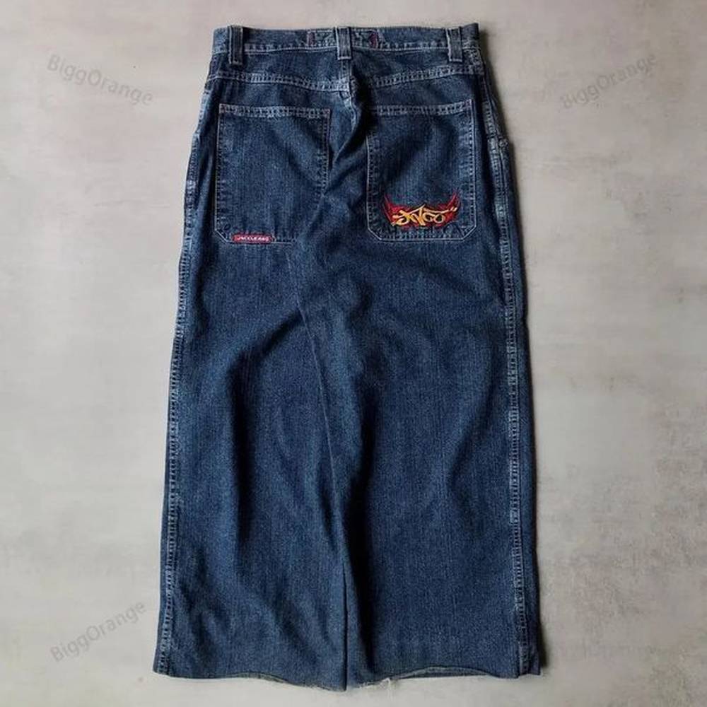 Y2k Baggy Jeans Hip Hop Rock Embroidery Pattern Men Women Fashion Streetwear Retro Harajuku High Waist Wide Leg Jeans 240806