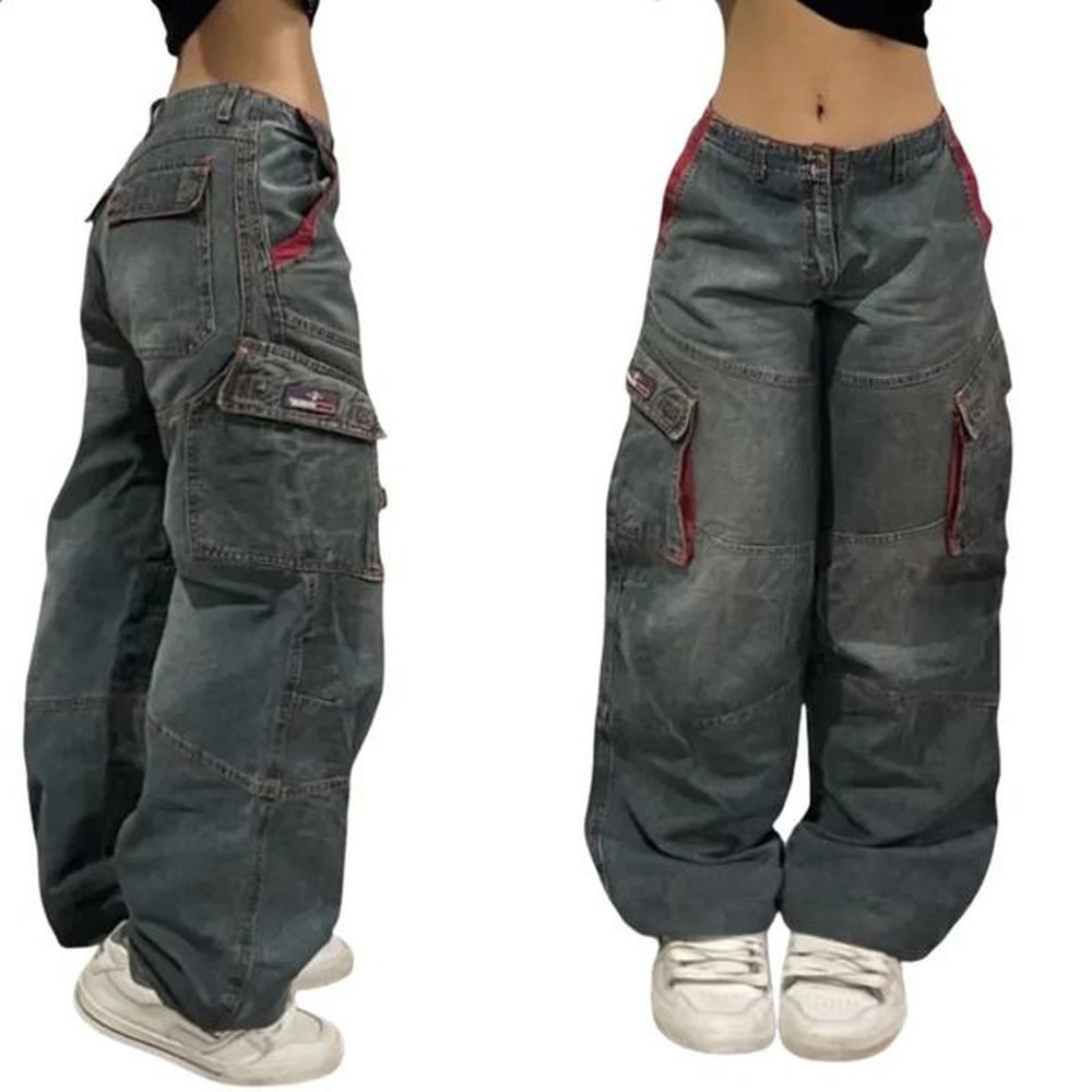 yk baggy jeans multipocket washed vintage haruku oversized denim pants