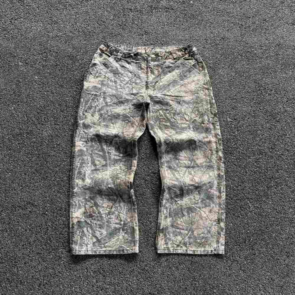 yk camouflage jeans high quality retro oversize cargo denim pants