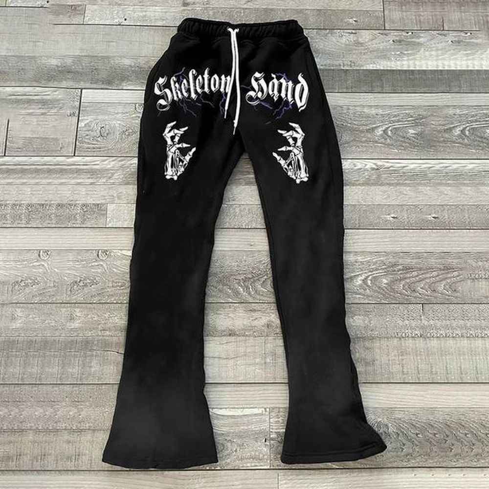 Y2k Flared Pants Hip Hop Men Loose 3D Print Trousers Casual Sweatpants Mid Waist Sporty Female Streetwear Vintage Flared Pants X241216