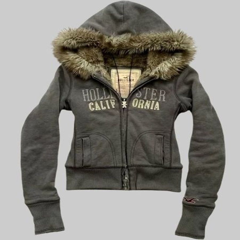 yk goth fur collar hooded zipper haruku letter graphic embroidery