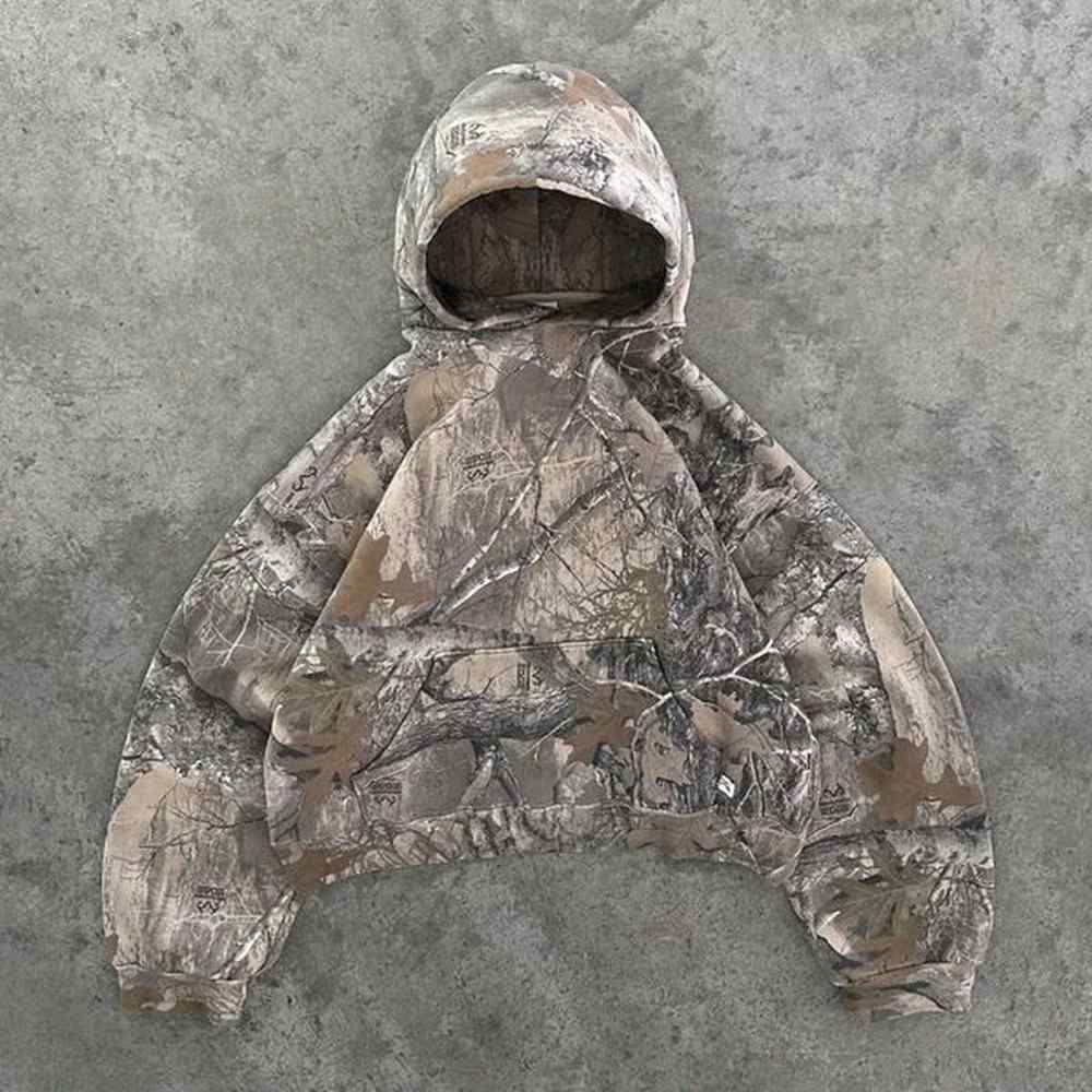 Y2K Harajuku Hoodie Retro Camouflage Pattern Floral Gothic Super Large Hoodie Hip Hop Street Mens Fashion Sportswear 250109